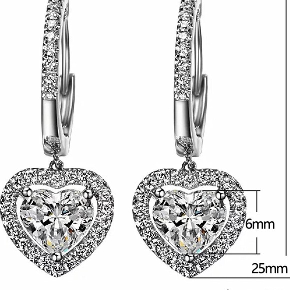 Made with Swarovski Crystals Heart Small Huggie Hoop Dangle Earrings - Picture 5 of 5